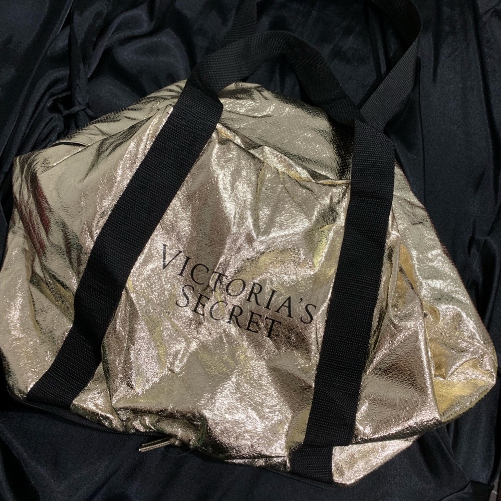 Gold Packable Victoria’s Secret Duffel NWOT